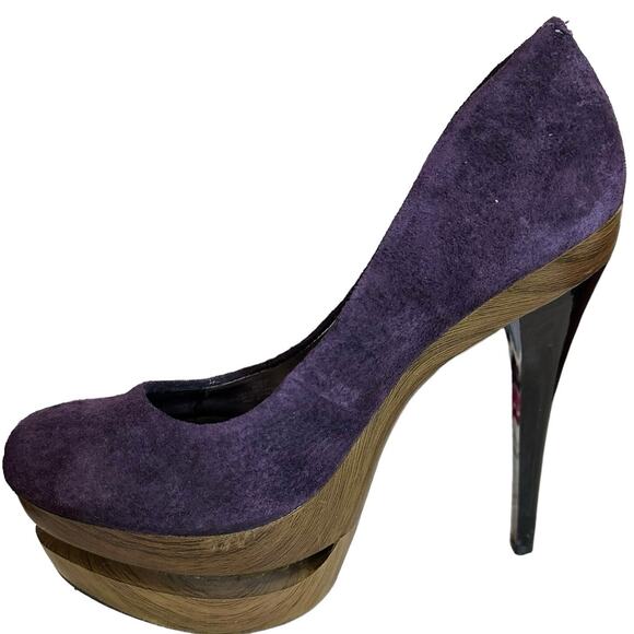 Jessica Simpson Colie pumps heels purple suede leather size 7B platform 5” heel - Picture 6 of 10